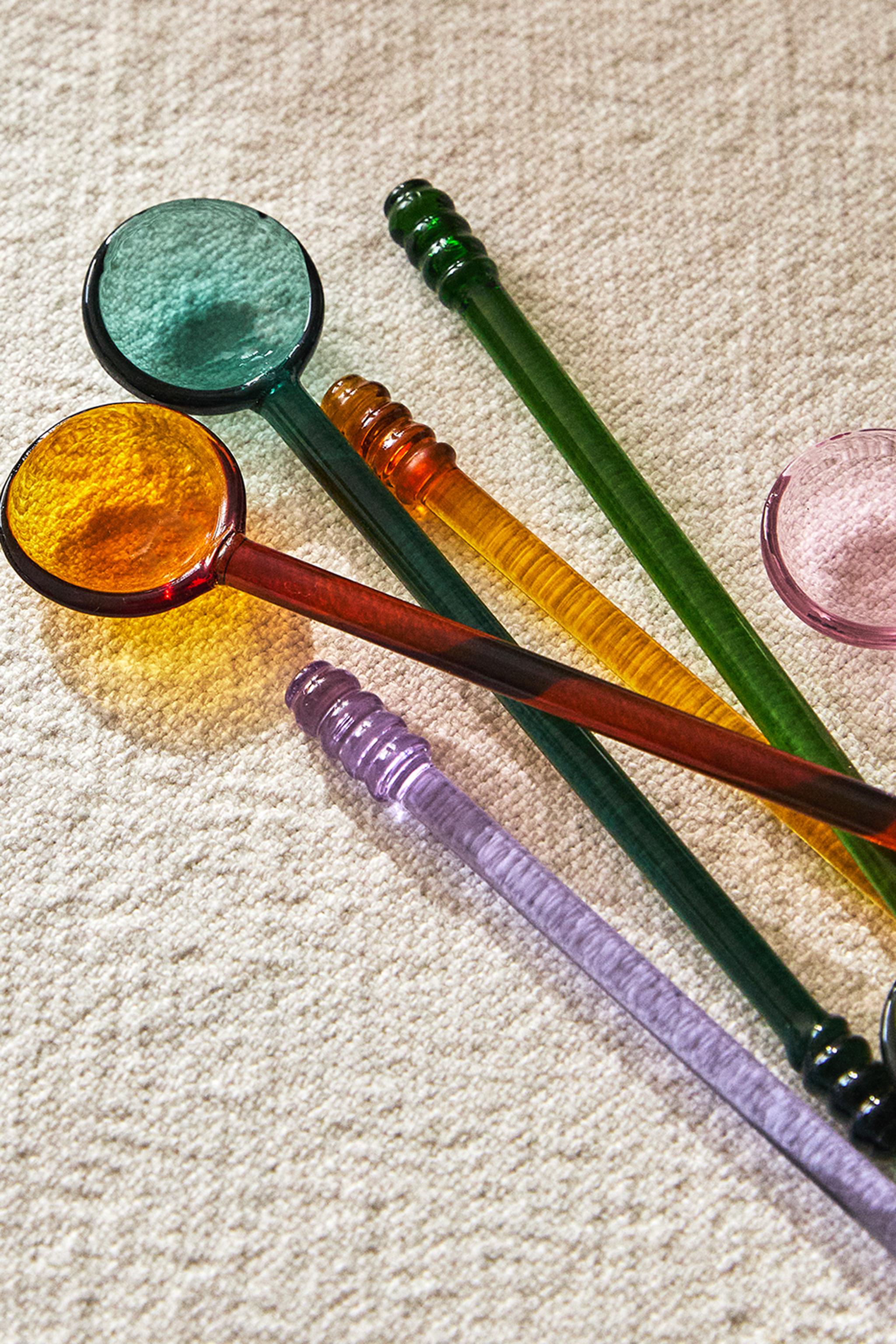 PACK OF MULTICOLORED BOROSILICATE GLASS SPOONS (PACK OF 6)
